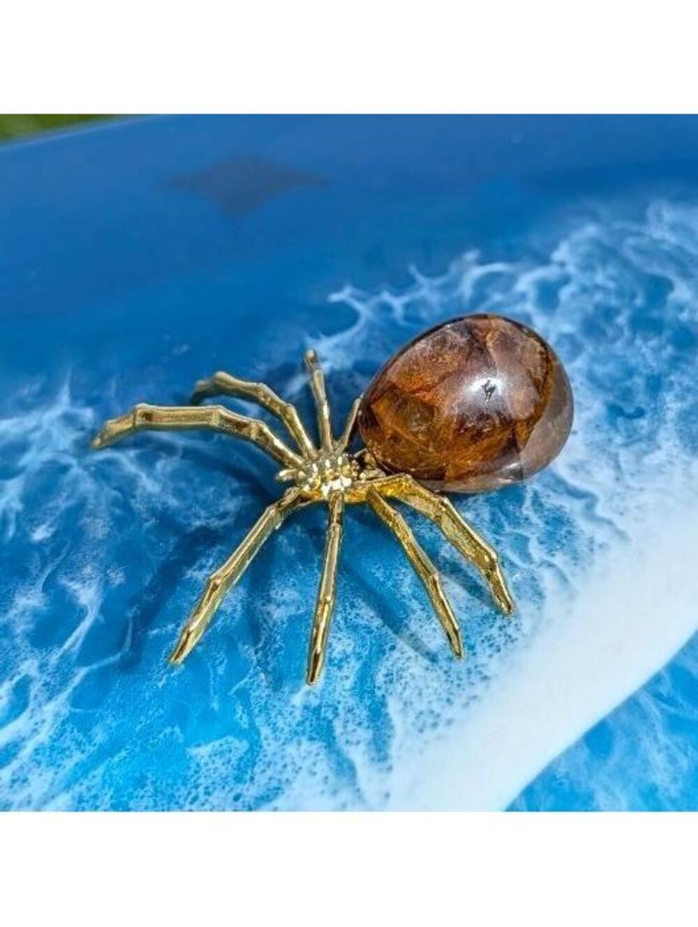Red Healer Quartz Spider, Hematoid Fire Quartz Crystal Carving
